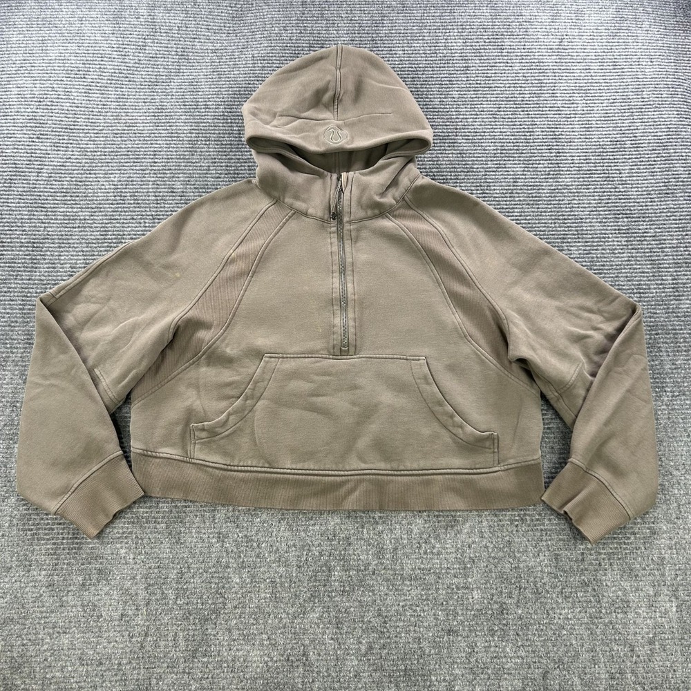 Lululemon‎ Scuba Oversized Half Zip Hoodie Taupe Brown Womens XL/XXL LW3DM4S